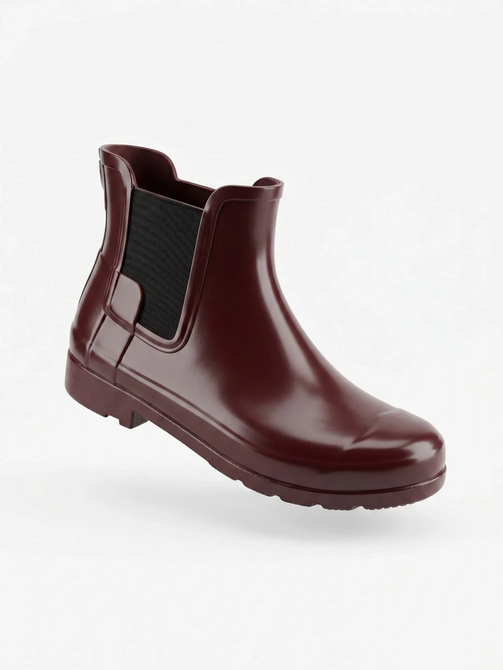 Hunter Burgundy Dark Plum Original Chelsea Waterproof Ankle Rain Boots Size 7.5